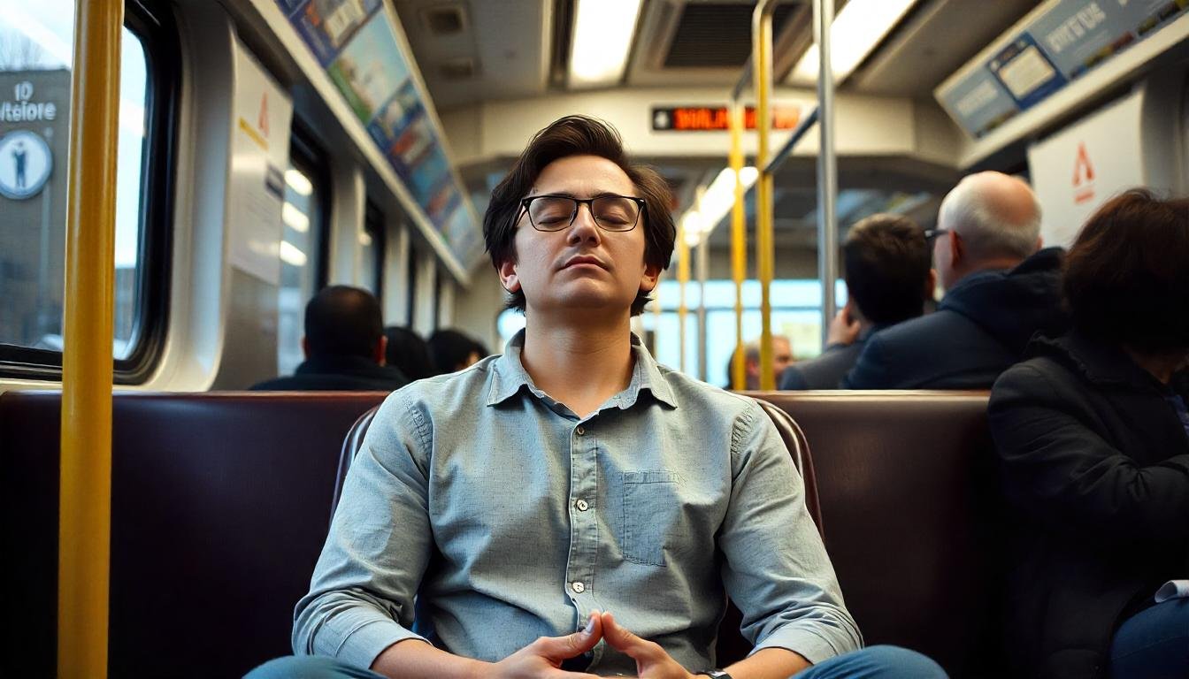 Hombre metro mediatacion