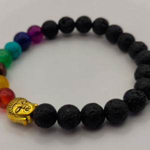 Pulsera de Piedra Volcánica - Chakras del Buda