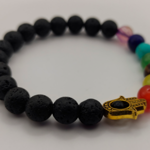 Pulsera de Piedra Volcánica - Hamsa Chakra